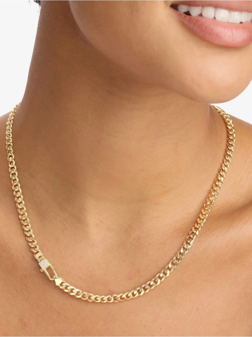 Melinda Maria Gold Julian Pavé Lock Necklace with White Diamonettes